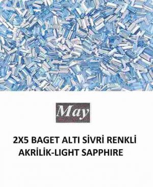 2X5 BAGET ALTI SİVRİ RENKLİ AKRİLİK-LIGHT SAPPHIRE