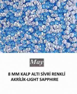 8 MM KALP ALTI SİVRİ RENKLİ AKRİLİK-LIGHT SAPPHIRE