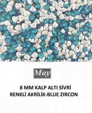 8 MM KALP ALTI SİVRİ RENKLİ AKRİLİK-BLUE ZIRCON