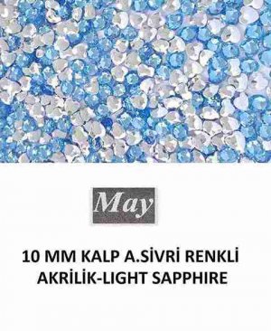 10 MM KALP ALTI SİVRİ RENKLİ AKRİLİK-LIGHT SAPPHIRE