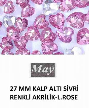 27 MM KALP ALTI SİVRİ RENKLİ AKRİLİK-LIGHT ROSE