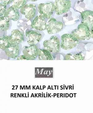 27 MM KALP ALTI SİVRİ RENKLİ AKRİLİK-PERIDOT