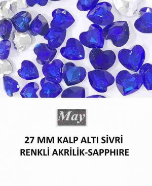 27 MM KALP ALTI SİVRİ RENKLİ AKRİLİK-SAPPHIRE