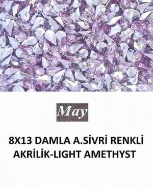 8X13 DAMLA ALTI SİVRİ RENKLİ AKRİLİK-LIGHT AMETHYST