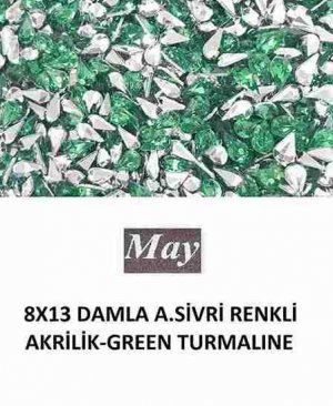 8X13 DAMLA ALTI SİVRİ RENKLİ AKRİLİK-GREEN TURMALINE