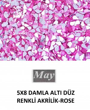 5X8 DAMLA ALTI DÜZ RENKLİ AKRİLİK-ROSE