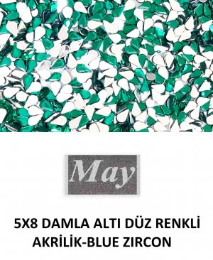 5X8 DAMLA ALTI DÜZ RENKLİ AKRİLİK-BLUE ZIRCON