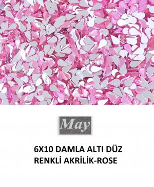 6X10 DAMLA ALTI DÜZ RENKLİ AKRİLİK-ROSE
