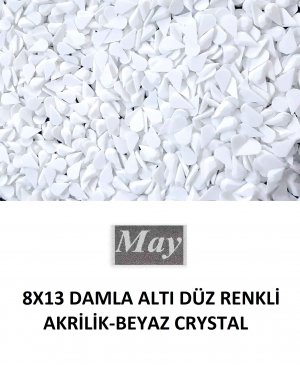 8X13 DAMLA ALTI DÜZ RENKLİ AKRİLİK-BEYAZ CRYSTAL