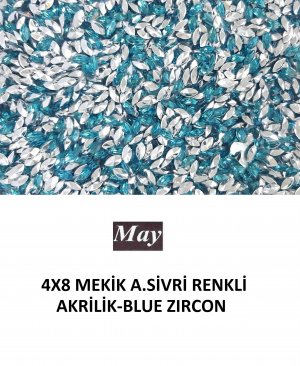 4X8 MEKİK ALTI SİVRİ RENKLİ AKRİLİK-BLUE ZIRCON