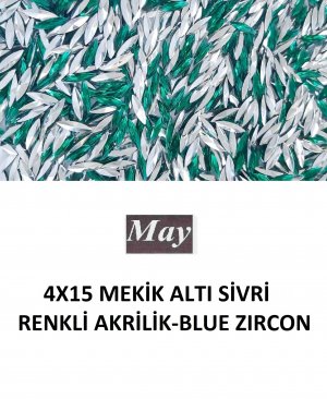 4X15 MEKİK ALTI SİVRİ RENKLİ AKRİLİK-BLUE ZIRCON