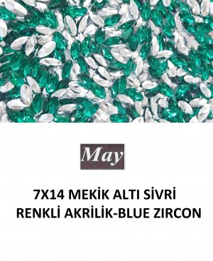 7X14 MEKİK ALTI SİVRİ RENKLİ AKRİLİK-BLUE ZIRCON