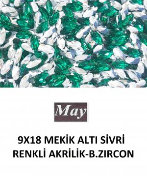 9X18 MEKİK ALTI SİVRİ RENKLİ AKRİLİK-BLUE ZIRCON