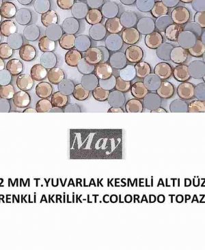 2 MM T.YUVARLAK KESMELİ ALTI DÜZ RENKLİ AKRİLİK-LT.COLORADO TOPAZ