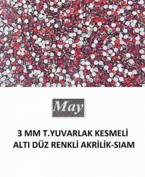 3 MM T.YUVARLAK KESMELİ ALTI DÜZ RENKLİ AKRİLİK-SIAM