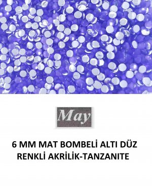 6 MM MAT BOMBELİ ALTI DÜZ RENKLİ AKRİLİK-TANZANITE