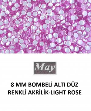 8 MM BOMBELİ ALTI DÜZ RENKLİ AKRİLİK-LIGHT ROSE