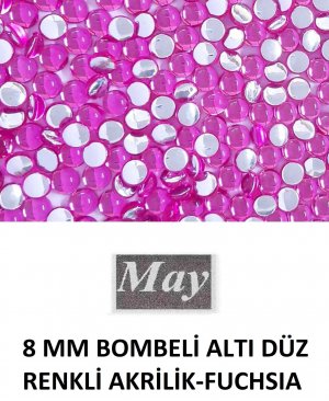 8 MM BOMBELİ ALTI DÜZ RENKLİ AKRİLİK-FUCHSIA