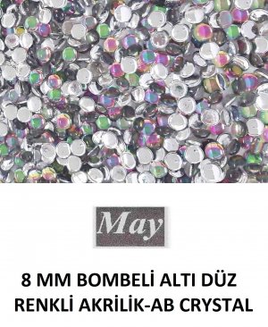 8 MM BOMBELİ ALTI DÜZ RENKLİ AKRİLİK-AB CRYSTAL
