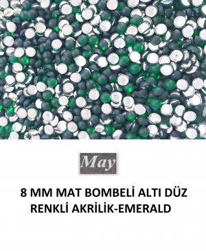 8 MM MAT BOMBELİ ALTI DÜZ RENKLİ AKRİLİK-EMERALD