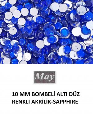 10 MM BOMBELİ ALTI DÜZ RENKLİ AKRİLİK-SAPPHIRE