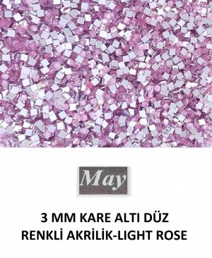 3 MM KARE ALTI DÜZ RENKLİ AKRİLİK-LIGHT ROSE