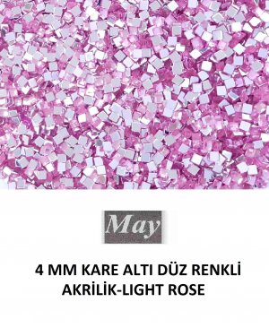 4 MM KARE ALTI DÜZ RENKLİ AKRİLİK-LIGHT ROSE