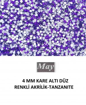 4 MM KARE ALTI DÜZ RENKLİ AKRİLİK-TANZANITE