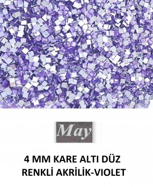 4 MM KARE ALTI DÜZ RENKLİ AKRİLİK-VIOLET