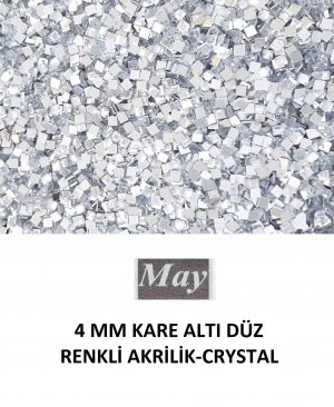 4 MM KARE ALTI DÜZ RENKLİ AKRİLİK-CRYSTAL