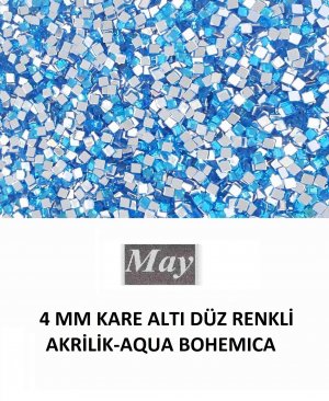 4 MM KARE ALTI DÜZ RENKLİ AKRİLİK-AQUA BOHEMICA