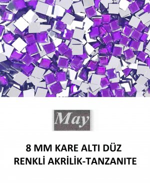 8 MM KARE ALTI DÜZ RENKLİ AKRİLİK-TANZANITE