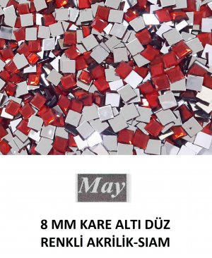 8 MM KARE ALTI DÜZ RENKLİ AKRİLİK-SIAM