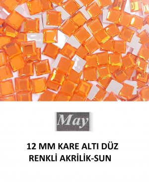 12 MM KARE ALTI DÜZ RENKLİ AKRİLİK-SUN