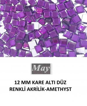 12 MM KARE ALTI DÜZ RENKLİ AKRİLİK-AMETHYST