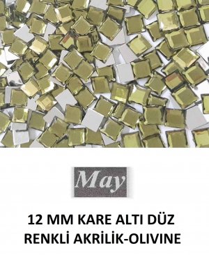 12 MM KARE ALTI DÜZ RENKLİ AKRİLİK-OLIVINE