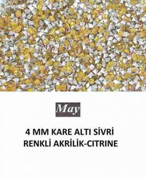 4 MM KARE ALTI SİVRİ RENKLİ AKRİLİK-CITRINE