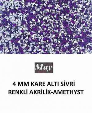 4 MM KARE ALTI SİVRİ RENKLİ AKRİLİK-AMETHYST