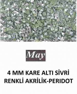 4 MM KARE ALTI SİVRİ RENKLİ AKRİLİK-PERIDOT