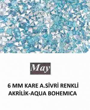 6 MM KARE ALTI SİVRİ RENKLİ AKRİLİK-AQUA BOHEMICA