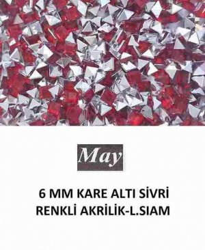 6 MM KARE ALTI SİVRİ RENKLİ AKRİLİK-LIGHT SIAM