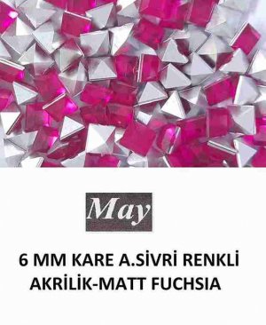 6 MM KARE ALTI SİVRİ RENKLİ AKRİLİK-MATT FUCHSIA