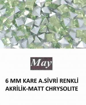 6 MM KARE ALTI SİVRİ RENKLİ AKRİLİK-MATT CHRYSOLITE