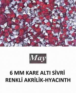 6 MM KARE ALTI SİVRİ RENKLİ AKRİLİK-HYACINTH