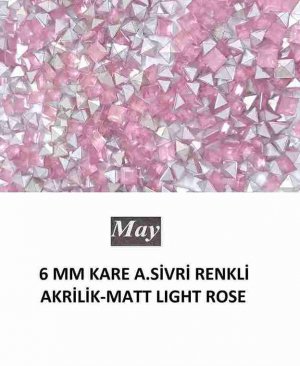 6 MM KARE ALTI SİVRİ RENKLİ AKRİLİK-MATT LIGHT ROSE