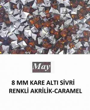 8 MM KARE ALTI SİVRİ RENKLİ AKRİLİK-CARAMEL