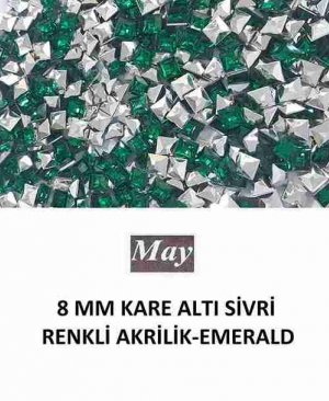 8 MM KARE ALTI SİVRİ RENKLİ AKRİLİK-EMERALD