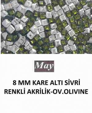 8 MM KARE ALTI SİVRİ RENKLİ AKRİLİK-OV.OLIVINE