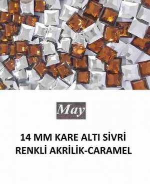 14 MM KARE ALTI SİVRİ RENKLİ AKRİLİK-CARAMEL