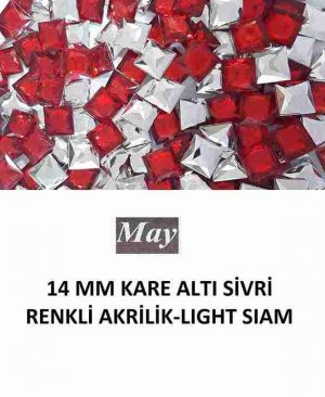 14 MM KARE ALTI SİVRİ RENKLİ AKRİLİK-LIGHT SIAM